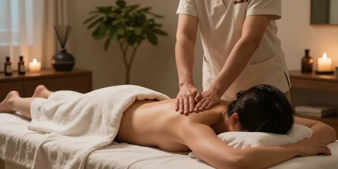 Relaxing 용인출장마사지 session in a serene home spa.