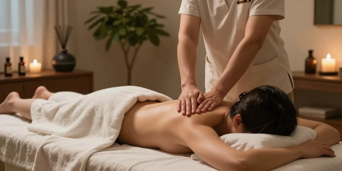 Relaxing 용인출장마사지 session in a serene home spa.